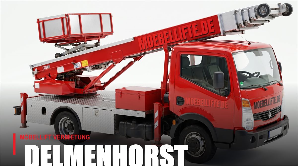 Möbellift mieten in Delmenhorst – roter LKW-Möbellift von Möbellifte.de