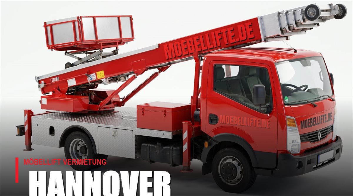 Möbellift mieten in Hannover – roter LKW-Möbellift von Möbellifte.de