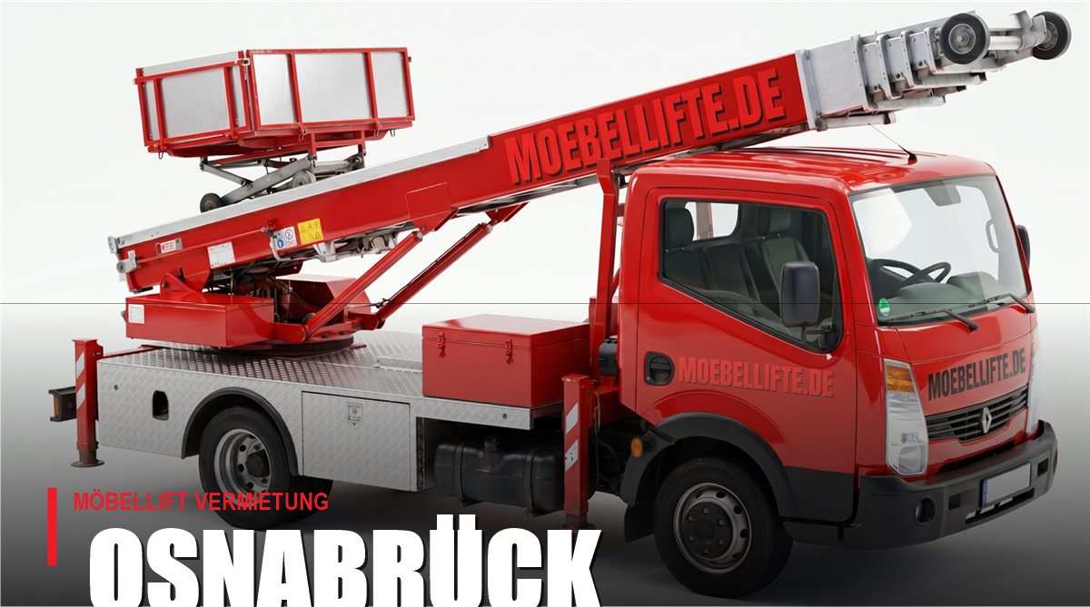 Möbellift mieten in Osnabrück – roter LKW-Möbellift von Möbellifte.de