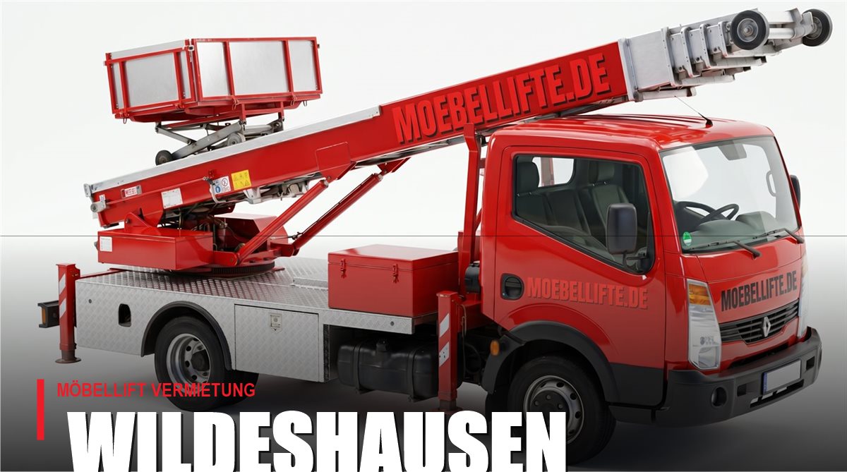 Möbellift mieten in Wildeshausen – roter LKW-Möbellift von Möbellifte.de