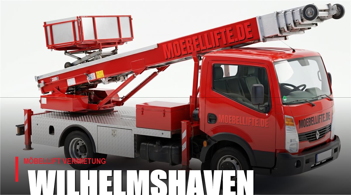 Möbellift mieten in Wilhelmshaven – roter LKW-Möbellift von Möbellifte.de